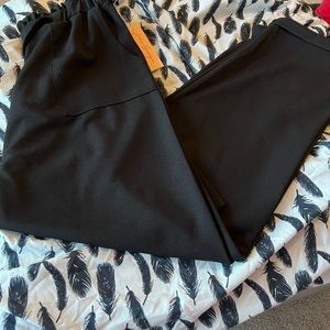 😍Jolie George HIRISE Paper Bag RELAXED LEG Black Dress Pants L NWT